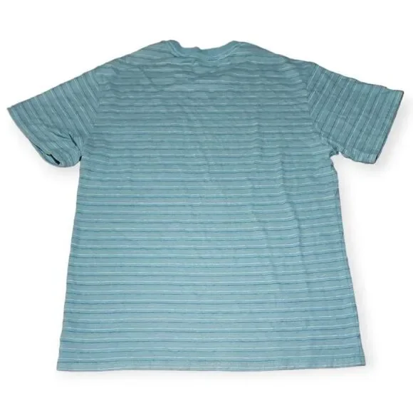 Fayettechill Men's‎ Hemp Blend Short Sleeve Striped Pocket T-Shirt Aqua S - Picture 8 of 8